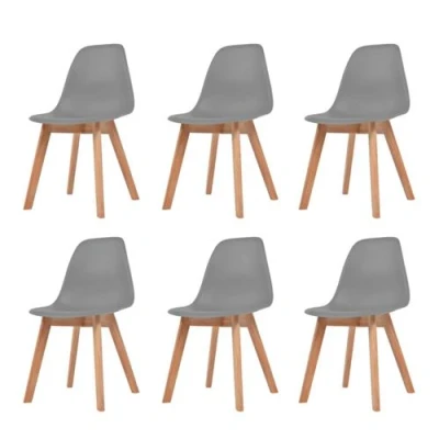 Afbeelding van Eetkamerstoelen 6 st kunststof grijs
