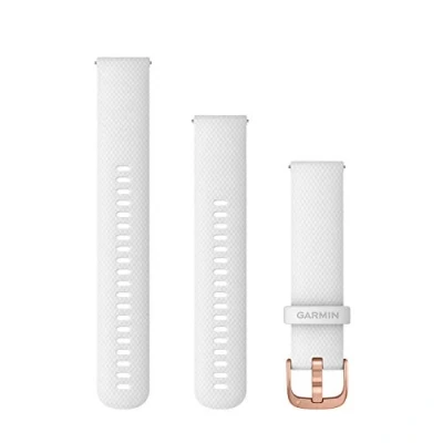 Image de Bracelet Garmin Quick Release 20 mm Silicone Blanc boucle rose or