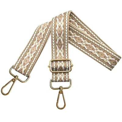 Afbeelding van Verstelbare schouderriem voor damestassen, afneembare tasriem, breedte 3,8 cm, met gouden karabijnhaak, schoudertassen, kaki wit, N21