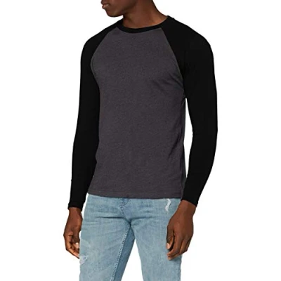 Afbeelding van Urban Classics Raglan Contrast LS Longsleeve, Heren, Maat: Medium, Charcoal/black