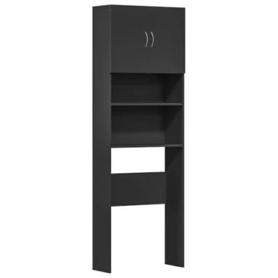Image de vidaXL Meuble de machine à laver noir 64x24x190 cm bois d&#039;ingénierie862390