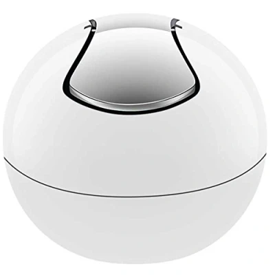 Afbeelding van Spirella Cosmetica emmer voor badkamer, 1 liter, glanzend of mat, afvalcontainer met draaibaar deksel, wit