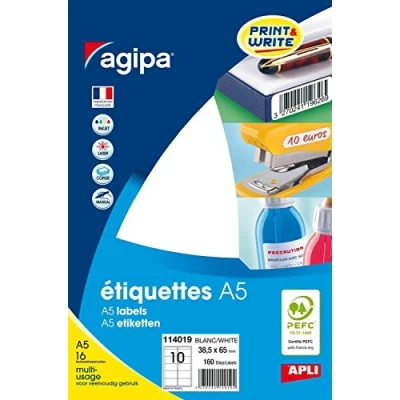 Image de Agipa Etiquette Adhesifs A5 38,5x65 Etui 160