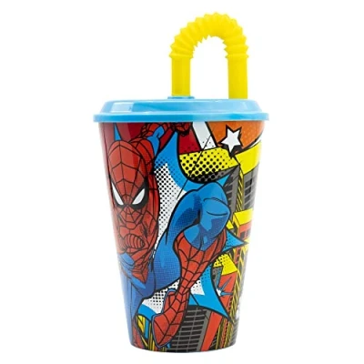 Afbeelding van Stor Spider man Herbruikbare beker met deksel en rietje, 430 ml