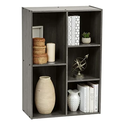 Afbeelding van Iris Ohyama, boekenkast, 5 vakken, scheidingswand, woonkamer, slaapkamer, kantoor basic opbergrek CX 23C eik grijs