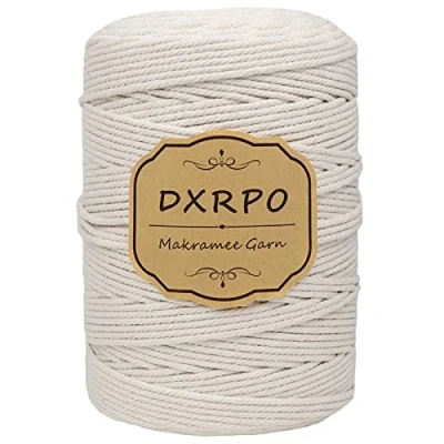 Afbeelding van DXRPO macramétouw, 3 mm x 300 m, 4 laags, natuurlijk katoen, voor macramé gordijn, knutselen, wanddecoratie, slaapkamerdecoratie en decoratie bruiloft, bohemien (beige)