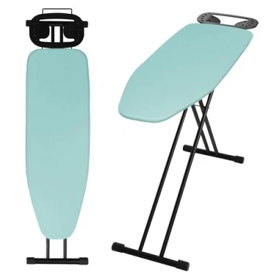 Afbeelding van KADAX Opvouwbare strijkplank, 120 x 38 cm, in hoogte verstelbare stoomstrijkplank met antislipvoeten, tafel 8 mm schuimrubberen houder (mint)