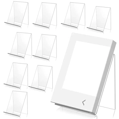 Afbeelding van Boekstandaard van acryl, brochurestandaard, transparant, boekensteun, bordenstandaard, voor boeken, notitieboeken, recepten, handwerk, kunstwerken, boekenstandaard, 10 stuks