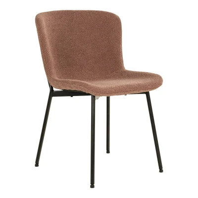 Afbeelding van Maceda Dining Chair in bouclé, rust with black legs