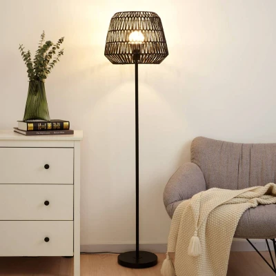Afbeelding van Pauleen Timber Pearl vloerlamp met gevlochten kap