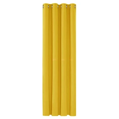 Afbeelding van Deconovo thermisch geïsoleerde verduisterende gordijnen, 132x183 CM (breedte x hoogte), gordijnen voor woonkamer en slaapkamer, modern oogjesontwerp, mosterdgeel, 1delig
