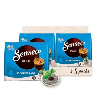 Afbeelding van Senseo® Pads Decaf RA gecertificeerde cafeïnevrije koffie 5 verpakkingen met elk 16 koffiepads