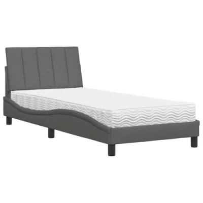 Afbeelding van vidaXL Bed met matras stof donkergrijs 80x200 cm