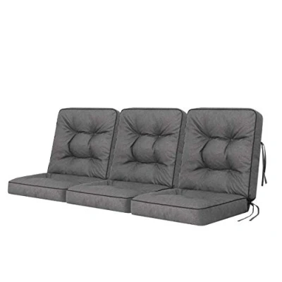 Afbeelding van Bankkussen voor tuinmeubelen, tuinbank, kussen schommelbank, kussens tuinschommelkussen, zitkussen, stoelkussen, indoor/outdoor, grijs, 180 cm (3 x 60 cm)
