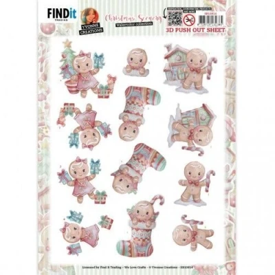 Afbeelding van 3D Push Out Yvonne Creations Christmas Scenery Gingerbread