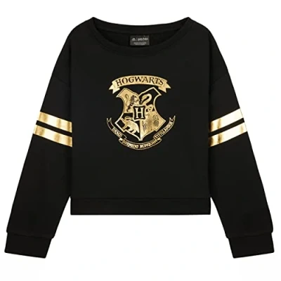 Afbeelding van Harry Potter Meisjessweatshirt, hoodie, sweatshirt, kindertrui, meisjes, cadeau idee, modieuze kleding voor meisjes en jongeren, 5 14 jaar, zwart/ronde hals