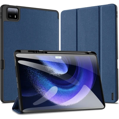 Afbeelding van Dux Ducis Tablet hoes geschikt voor Xiaomi Pad 6 Max 14 Domo Tri fold Case Auto Wake/Sleep functie Met Pen Houder Donker Blauw