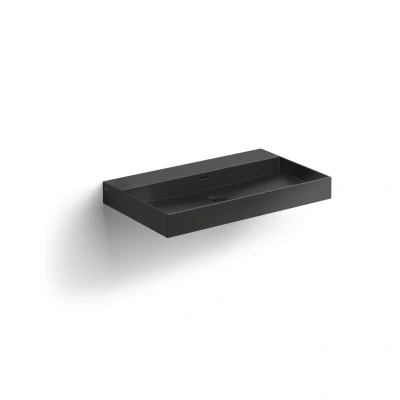 Afbeelding van Clou New Wash Me wastafel 70cm zonder plug mat zwart keramiek