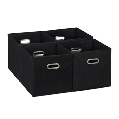 Afbeelding van Relaxdays opbergmand set van 4 stoffen opberger kastmanden 30x30 cm 2 handgrepen zwart