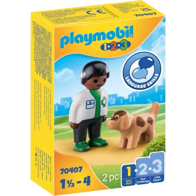 Afbeelding van PLAYMOBIL 1.2.3 Dierenarts met hond 70407