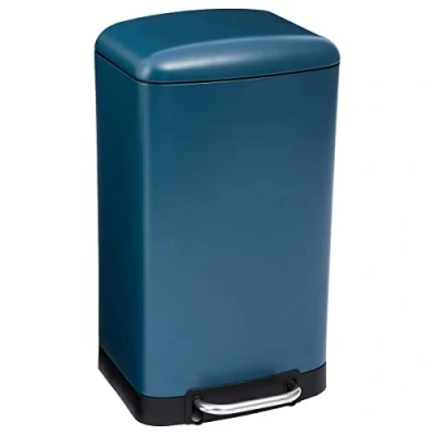 Image de Poubelle 30l en métal finition mate coloris bleu pétrole