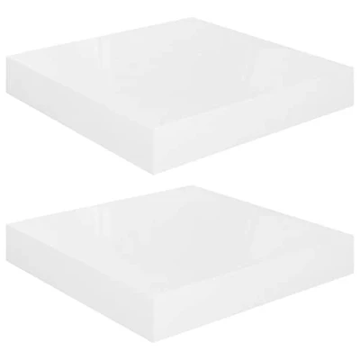 Afbeelding van vidaXL 2 x wandplanken, zwevend, hangplanken, wandhouders, boekenkast, woonkamer, binnen, wit, glanzend, 23 23,5 3,8 cm, MDF