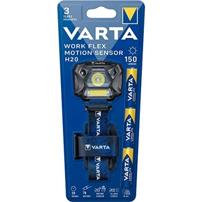 Image de Frontale Work Flex Motion Sensor H20 150lm Allumage mains libres 8 niveaux d&#039;éclairage IP54 3 Piles AAA incluses