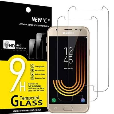 Afbeelding van NEW&#039;C Displaybeschermfolie van gehard glas voor Samsung Galaxy J5 2017, zonder luchtbellen, zeer robuust (0,33 mm HD ultra transparant), hardheid 9H, 2 stuks