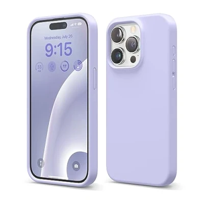 Afbeelding van elago Liquid siliconen hoesje compatibel met iPhone 15 Pro, hoogwaardige kwaliteit, integraal beschermend omhulsel [4 laags schokbestendige structuur], zachte anti kras microvezel voering (Paars)
