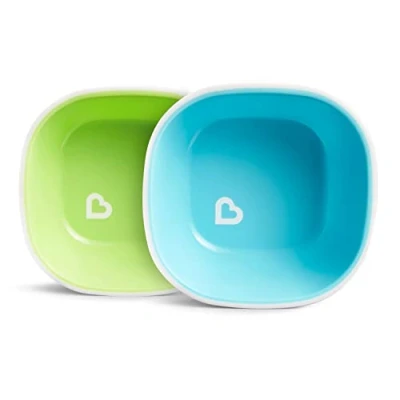 Afbeelding van Munchkin Splash Toddler Bowls Weaning Baby and Children Easy to Clean &amp; Duurzaam en Safe 2 packs Blauw Groen