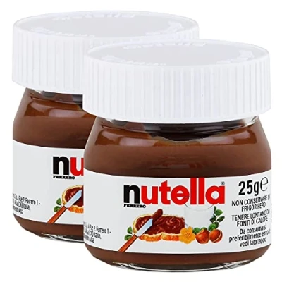 Afbeelding van Ferrero Nutella Set van 2 kleine designglazen 25 g broodbeleg, notennugate crème, chocoladepasta