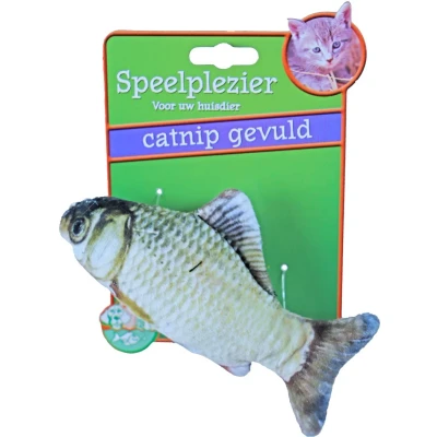 Afbeelding van Kattenspeelgoed vis met catnip grijs/bruin 11 cm Gebr. de Boon