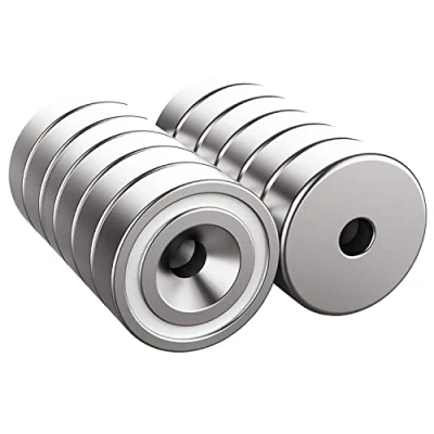 Afbeelding van Magnetpro 12 stuks Magneten 6 KG Force 16 x 5 mm met Gat en Capsule, Verzonken Kop Potmagneet Schroeven