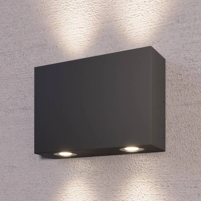 Afbeelding van Lucande LED wandlamp buiten 4lichts aluminium H: 9 cm grafiet Inclusief lichtbronnen