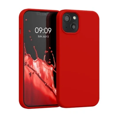 Afbeelding van kwmobile telefoonhoesje geschikt voor Apple iPhone 13 Hoesje met siliconen coating Smartphone case in rood