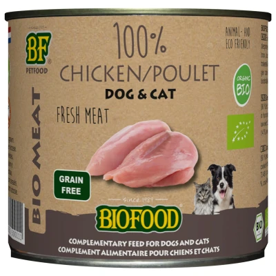 Afbeelding van Bf Organic 100% Kip Hondenvoer 200 g Blik