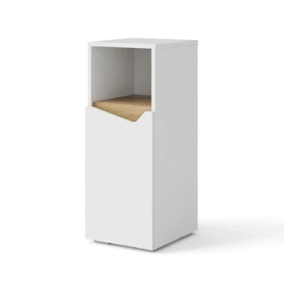 Afbeelding van Vicco Halfhoge kast Marelle, Wit/Artisanaal eiken, 30 x 74.5 cm met deur en open vak