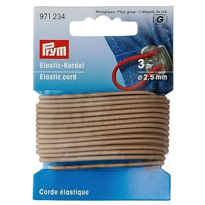 Afbeelding van Prym Elastisch koord, 60% ED 40% PES, beige, Ø 2,5 mm 3 m