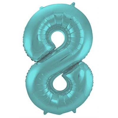 Afbeelding van Folie ballon cijfer 8 Mat Aqua Metallic 86cm
