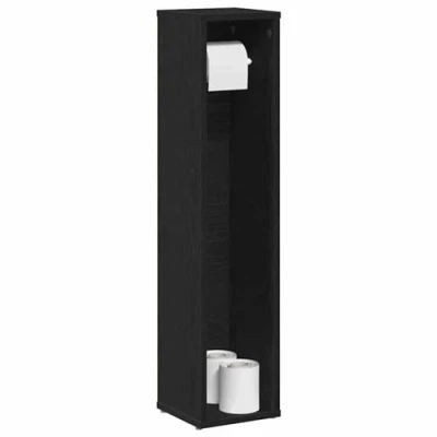 Image de vidaXL Meuble de salle bain avec porte rouleau noir 20,5x20x90 cm858507
