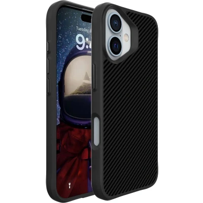 Afbeelding van imoshion Hoesje Geschikt voor iPhone 16 Plus Shockproof Rugged Hybrid Carbon Case Zwart
