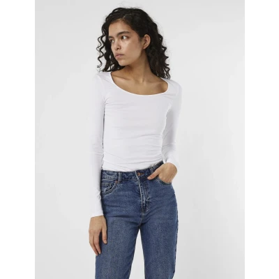 Afbeelding van Vero Moda T shirt Vmmaxi My Ls Soft Long U neck Noos 10152908 Bright White Dames Maat XS