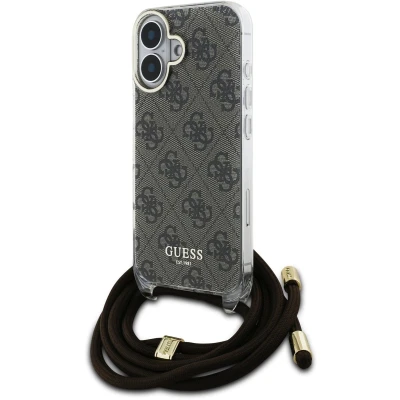Afbeelding van GUESS, Backcover Geschikt voor Apple iPhone 16 met bedrukte schouderriem IML 4G, Bruin