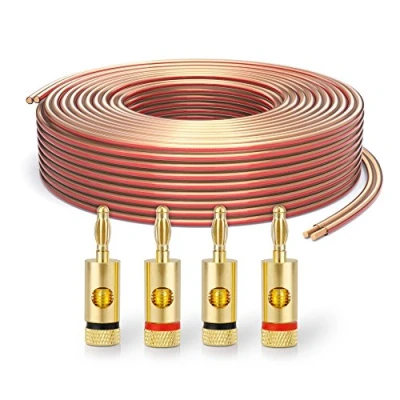 Afbeelding van PureLink SP060 015 luidsprekerkabel 2 x 2,5mm² (99,9% OFC, massieve koperen strengen 0,20 mm) hifi luidsprekerkabel, 15 m, transparant, set incl. 4 banaanstekkers