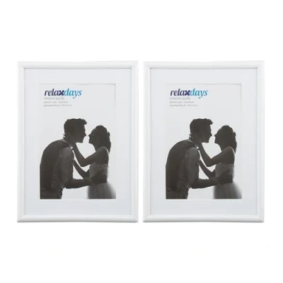 Afbeelding van Relaxdays Set van 2 fotolijsten 15x20 cm passe partout 10x15 glas fotolijst om neer te zetten en op hangen, wit