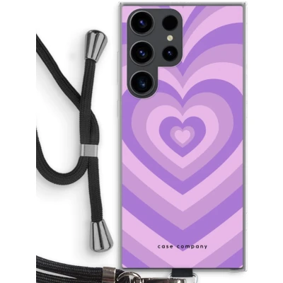 Afbeelding van Case Company® hoesje met Koord geschikt voor Samsung Galaxy S23 Ultra Hart Paars Telefoonhoesje Zwart Bescherming aan alle Kanten en Over de Schermrand