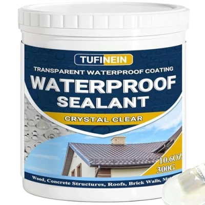 Afbeelding van Liquide Étanchéité Transparent 300G, TUFINEIN Agent de Revetement Impermeable Intérieure et Extérieure Membrane d&#039;Étanchéité Waterstop Imperméable Transparente