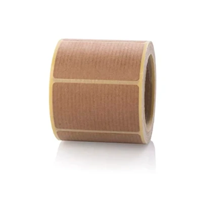 Afbeelding van MDlabels 250 stuks kraftpapieren etiketten, natuurlijk, bruin, 50 x 30 mm, huls 40 vintage en decoratieve stickers, cadeaulabels