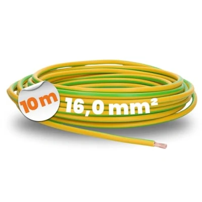 Image de 10 mètres Lapp 4520006 H07V K 16,0 mm² vert jaune I Câble de terre Conducteur protection 16mm2 Câblage flexible PVC simple Toron