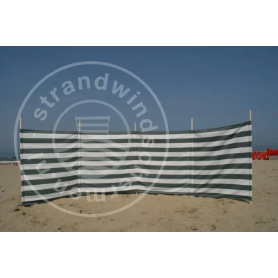 Afbeelding van Strand Windscherm Dralon Grijs/Wit 5 meter met houten stokken